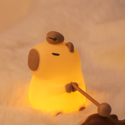 Cartoon drôle Capybara Lumière de nuit contrôle de robinet 1200mAh Rechargeable Lumière de nuit de sommeil avec 7 couleurs changeantes