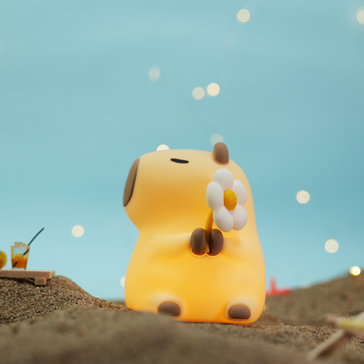 Cartoon drôle Capybara Lumière de nuit contrôle de robinet 1200mAh Rechargeable Lumière de nuit de sommeil avec 7 couleurs changeantes
