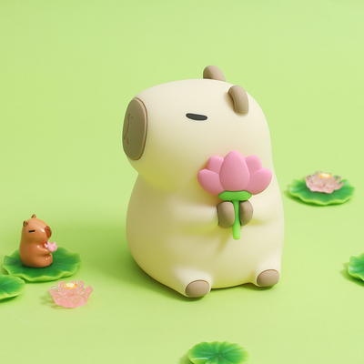 Cartoon drôle Capybara Lumière de nuit contrôle de robinet 1200mAh Rechargeable Lumière de nuit de sommeil avec 7 couleurs changeantes