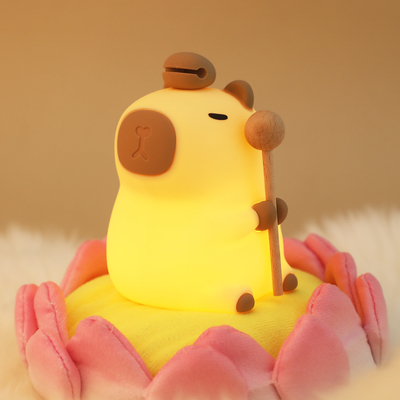 Cartoon drôle Capybara Lumière de nuit contrôle de robinet 1200mAh Rechargeable Lumière de nuit de sommeil avec 7 couleurs changeantes