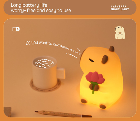 Design moderne lampe de nuit en silicone capybara portable USB rechargeable LED source lumineuse contrôle tactile lampe pour animaux pour chambre