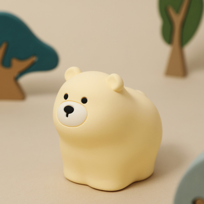 OEM Led Cute Cartoon Lumière de sommeil d'ours en silicone usb lampe de nuit rechargeable chambre à coucher bébé Lumière de nuit à côté du lit