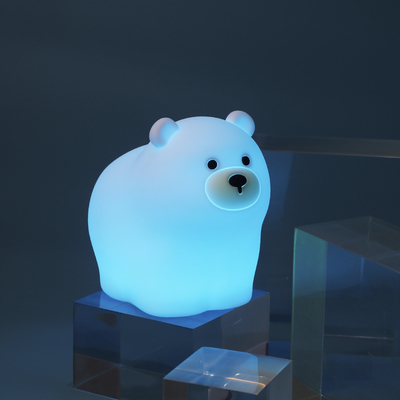 Muid Petit ours blanc lampe de poussette silicone enfants doux bébé lumière sommeil Lit à côté de la chambre à coucher Lumière de nuit tactile