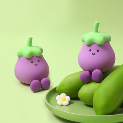 Fabrique en gros Cartoon Soft Silicone LED Nuit Lumières mignonnes Petites Aubergines Lampes de chevet Portable USB Rechargeable Lumières de chambre à coucher