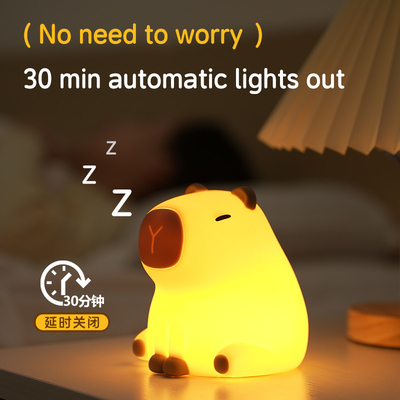 Lumière de nuit de capybara à charge USB Lumière de nuit de silicone Chambre de couchage pour enfants Lampe de table de chevet