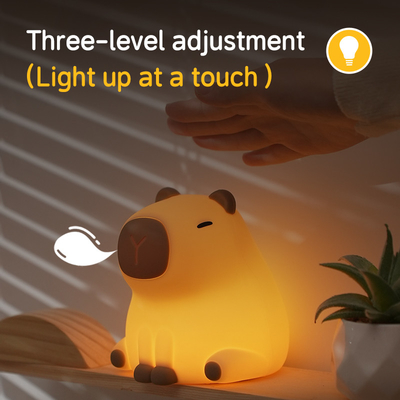 Nouveau Cute Capybara Silicone Lumière de nuit USB Rechargeable Led Pat Lamp Timing Dimming Table décorative Dormir Lumière de nuit