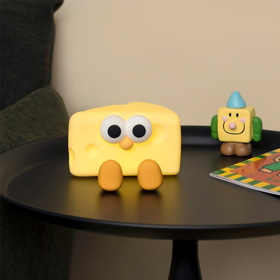 Lampe de nuit LED rechargeable amusante Cartoon Cheese Silicone Lampe de table Sensor tactile Animaux bricolage enfants chambre cadeau enfants