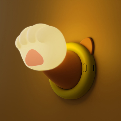 Lumière de nuit à patte de chat avec source d'alimentation à batterie et conception multifonctionnelle