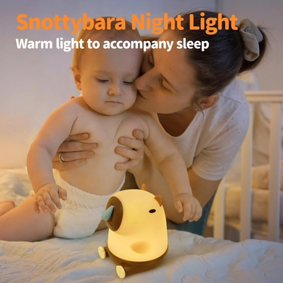 Lumière de nuit en gros Capybara Petite lampe de nuit pour animaux Snottybara Lumières tactiles en silicone Décor Portable Rechargeable pour enfants