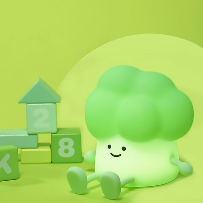 Cute dessin animé brocoli pour accompagner les enfants à dormir lumière de nuit de silicone lampe de lit rechargeable légumes