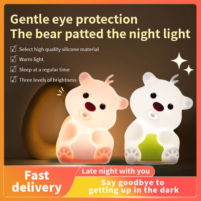 Cute Bear Shape Silicone Lumière de nuit décor de chambre de silicone Table lampe de lit rechargeable