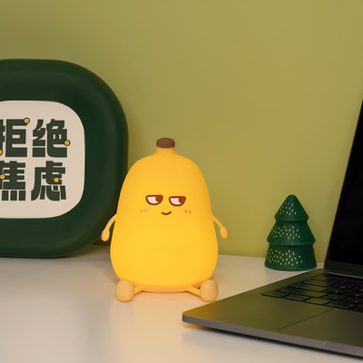 Bananes mignonnes dessin animé Fruits LED Nuit Lumière Lampe silicone Sensor tactile Temps USB Rechargeable Chambre d'enfant cadeau d'anniversaire