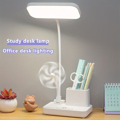 Lampe de bureau avec fonction batterie externe LED pour étudiants, lampe de bureau dédiée avec porte-stylo, lampe de chevet pour dortoir, chambre à coucher, veilleuse de chevet