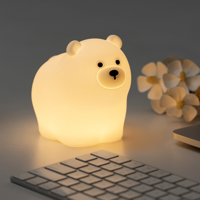 OEM Led Cute Cartoon Lumière de sommeil d'ours en silicone usb lampe de nuit rechargeable chambre à coucher bébé Lumière de nuit à côté du lit