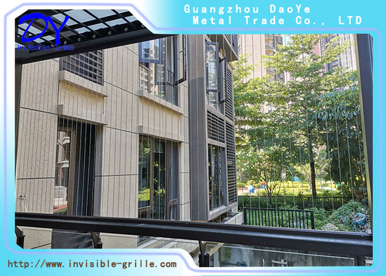 voie en aluminium verticale de gril invisible de balcon de fil de 4.0mm
